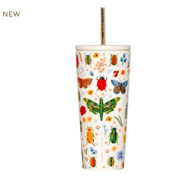 ❤️BUY 5 GET 3 FREE  Colorful Insect Print Tumbler, 24 oz. Cold Cup, Curio - Picture 2 of 5